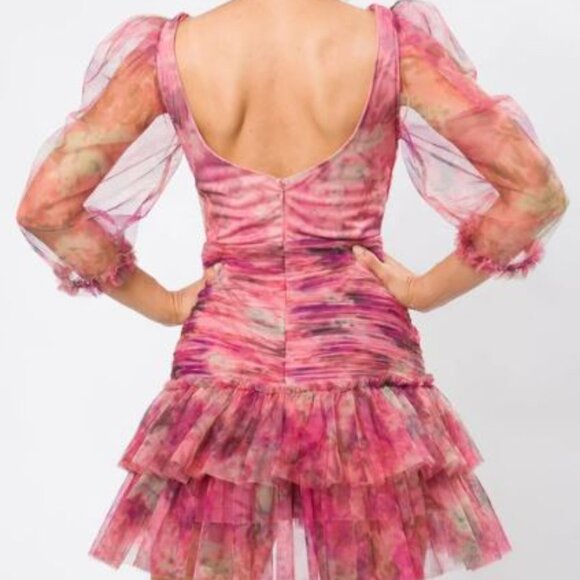 Rose Velvet Tulle Ruffled Layered Mini Dress NWT Misses Size Small - Picture 4 of 13